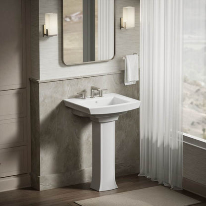Archer 24" Pedestal Bathroom Sink with 3 Holes Drilled and Overflow