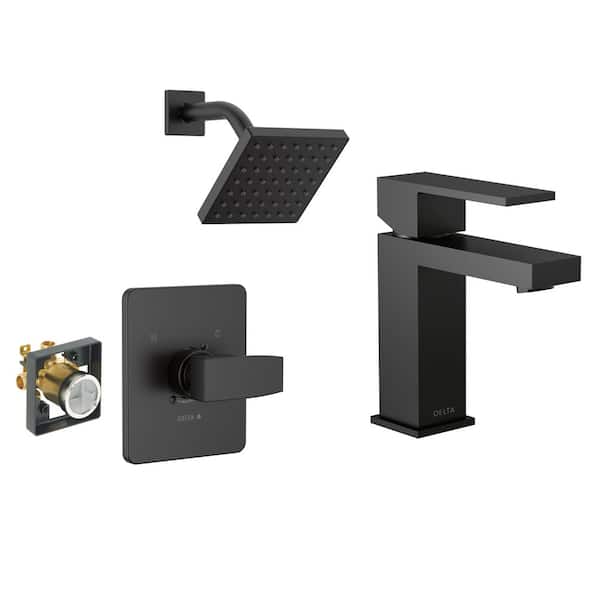 Delta Modern 1-Spray Shower Faucet with Single Handle Single Hole Bathroom Faucet in Matte Black FVS3-MO0301-BL