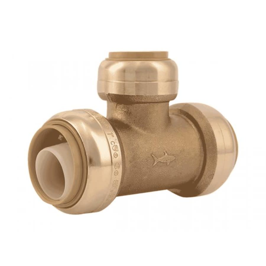 Tee, 1 x 3/4 in, Push, Brass