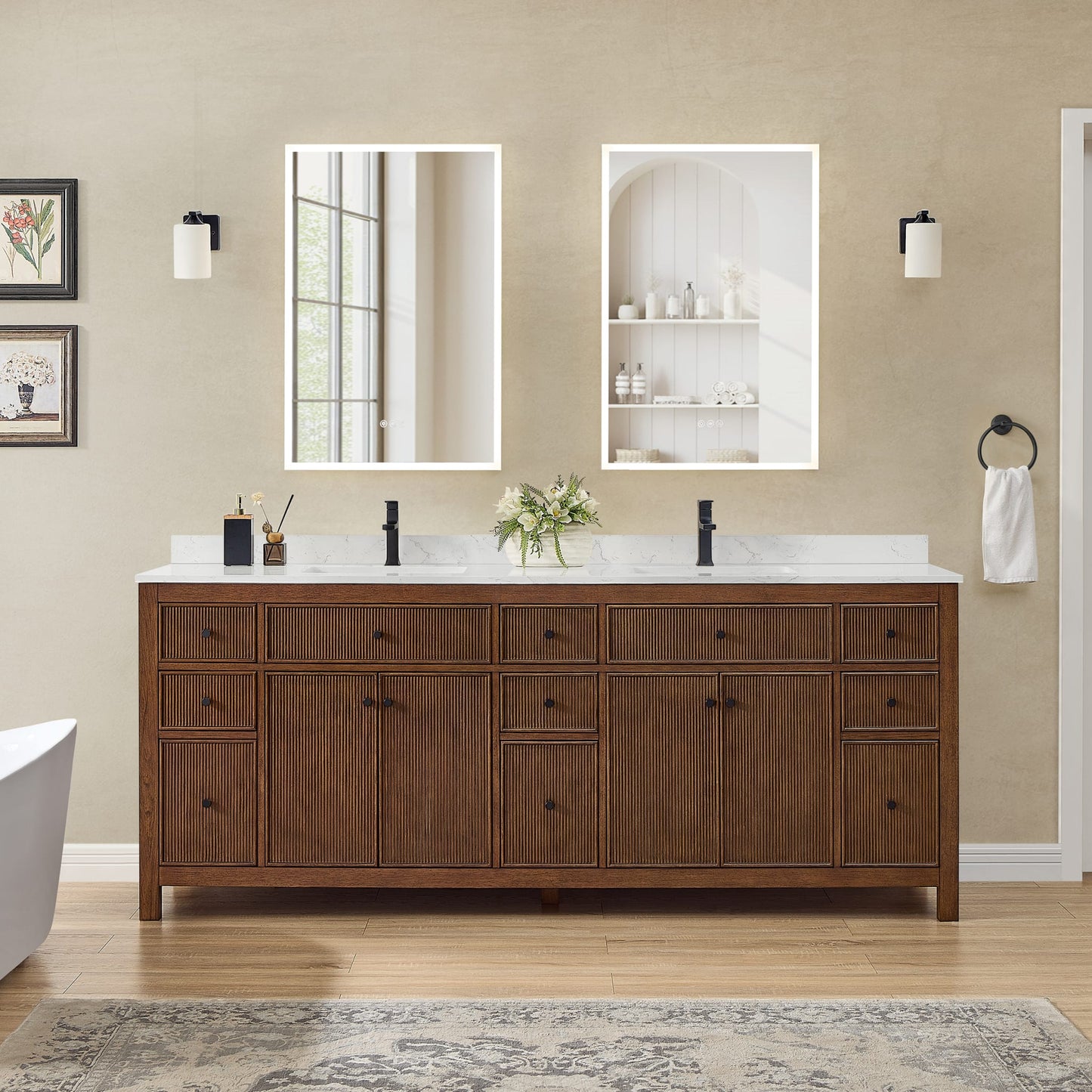 Pendry Double Bathroom Vanity - 84W x 35H x 22D