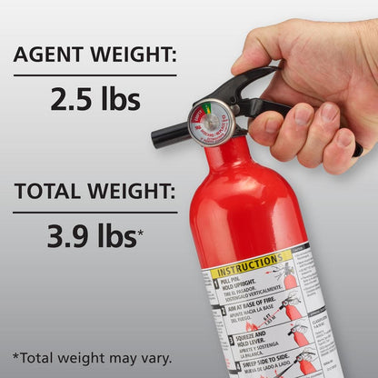 Basic Use Fire Extinguisher with Easy Mount Bracket & Strap, 1-A:10-B:C, Dry Chemical, One-Time Use, 2-Pack