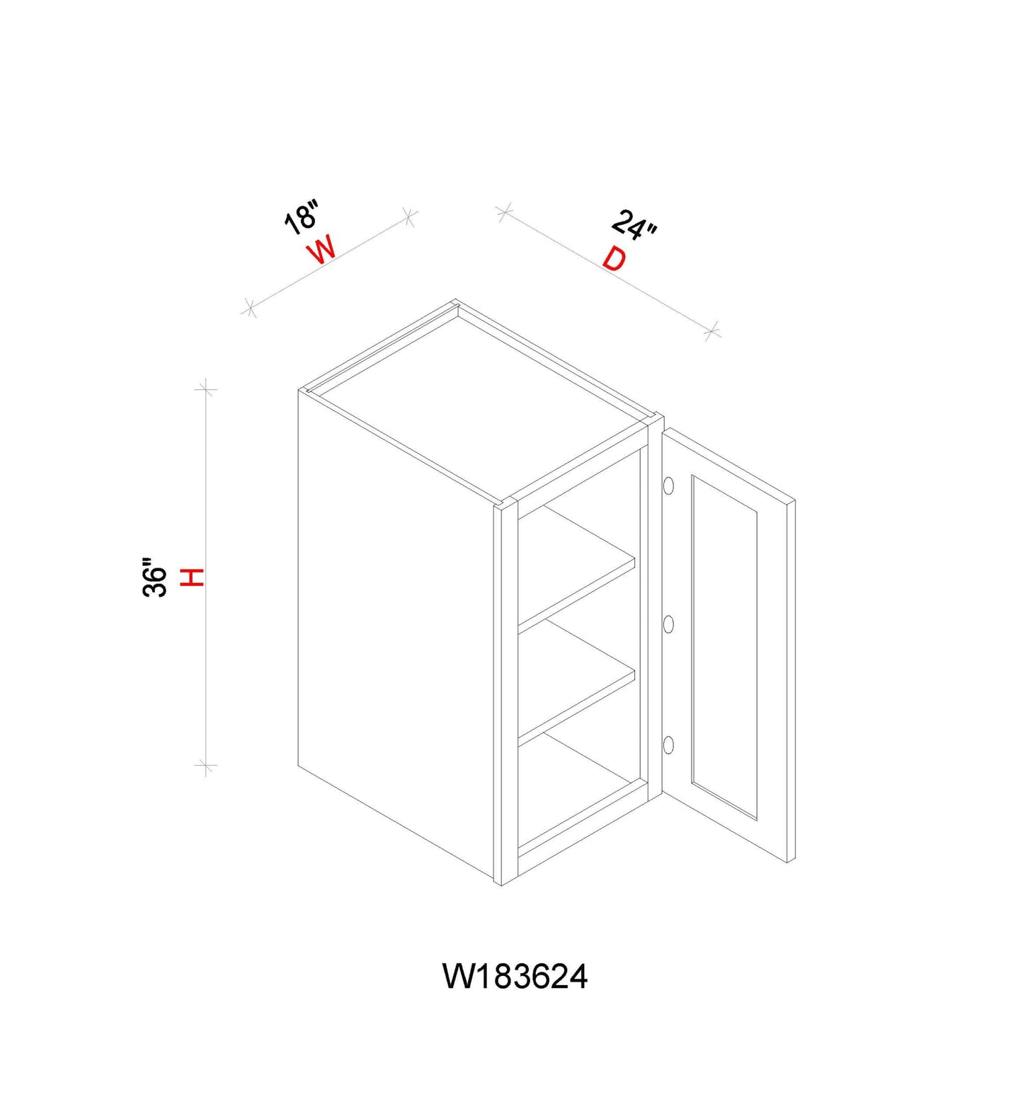 Wall Refrigerator Cabinet - 18"W x 36"H x 24"D