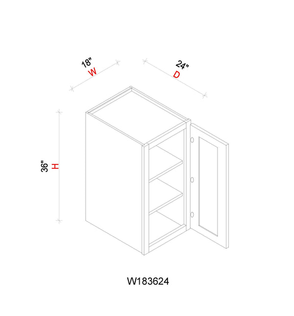 Wall Refrigerator Cabinet - 18"W x 36"H x 24"D