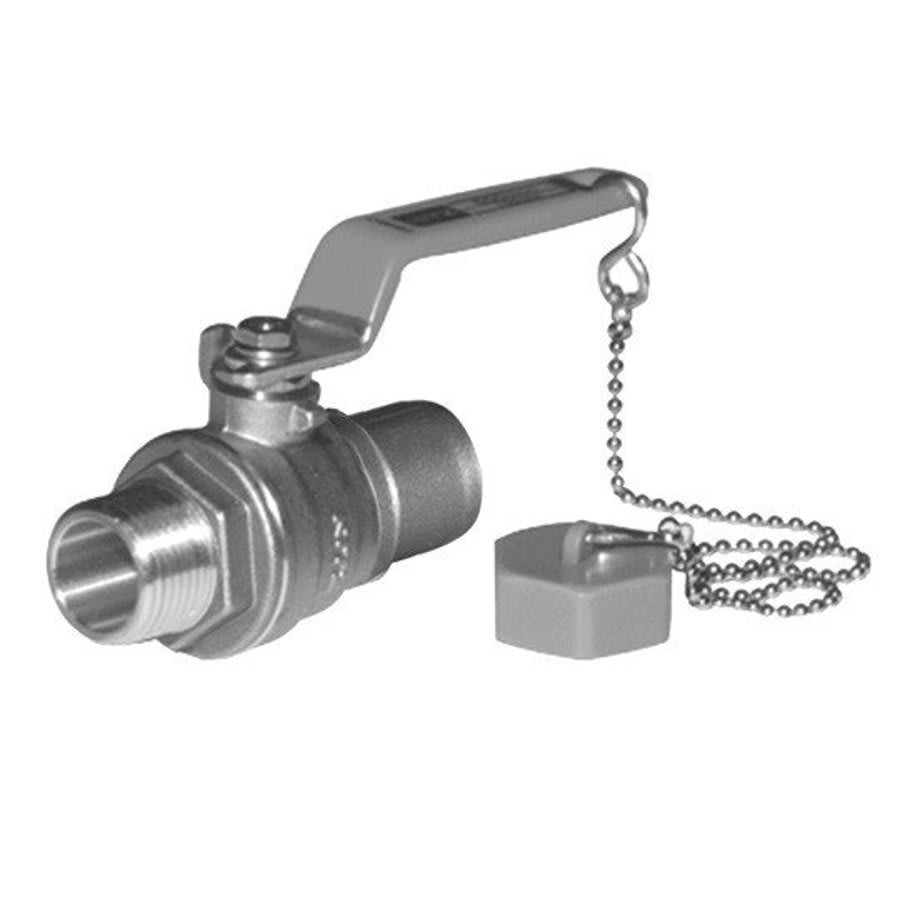 2-Piece Ball Valve, 1/2 x 3/4 in, C x Male Hose Thread, Full Port, Plated Brass Ball, Brass