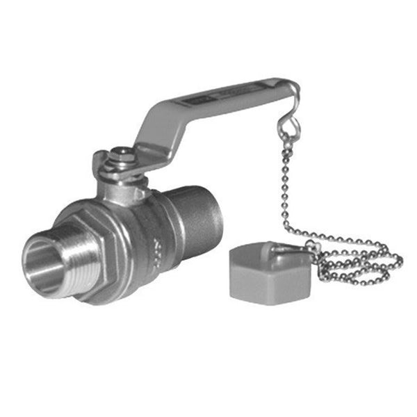 2-Piece Ball Valve, 3/4 in, C x Male Hose Thread, Full Port, Plated Brass Ball, Brass