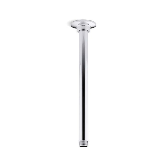 Shower Arm, Ceiling Mount, 12 in L, Polished Chrome