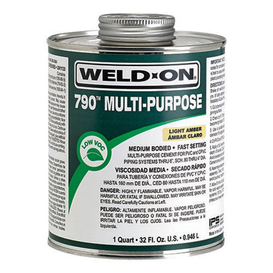 790™ Medium Body Cement, 1/2 pt, Light Amber, For PVC, CPVC