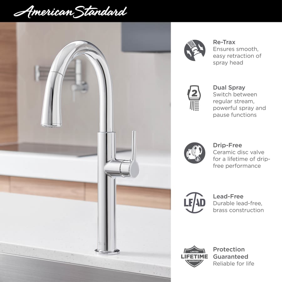 Studio S 1.8 GPM Single Hole Pull Down Kitchen Faucet with Re-Trax Technology