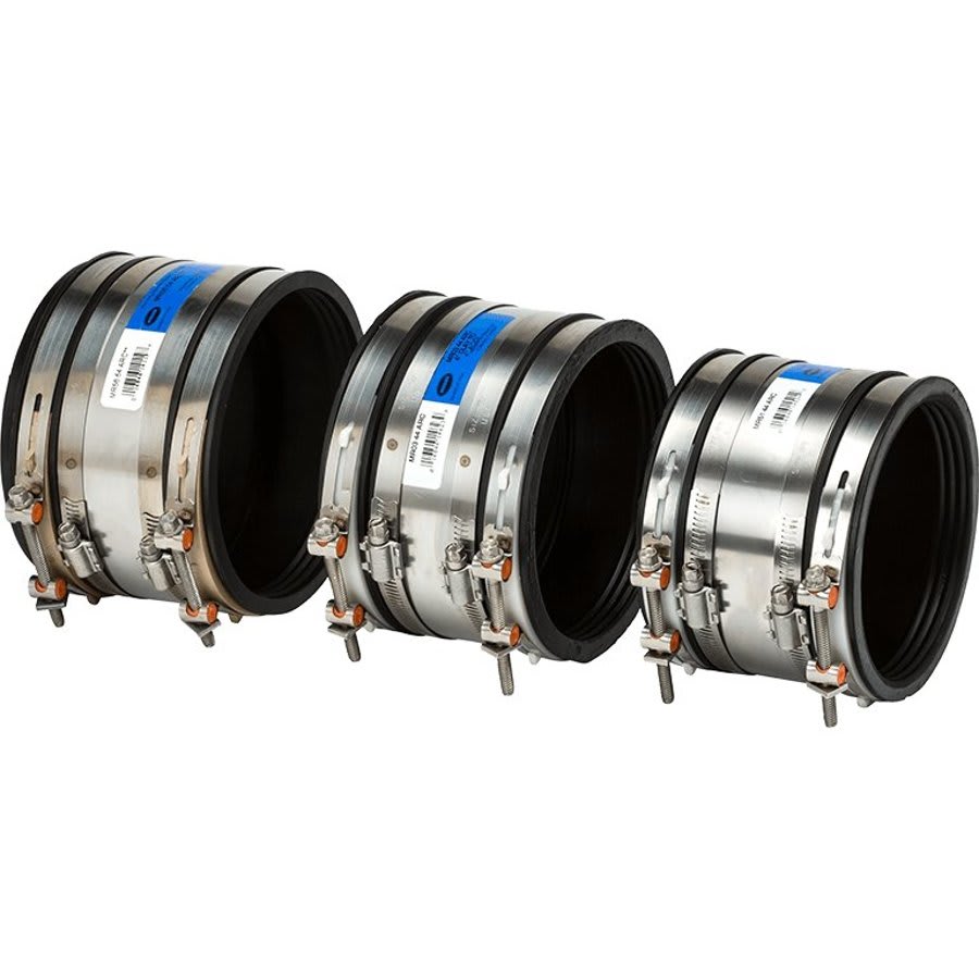 Shielded Transition Coupling, 10 in, Rubber/Stainless Steel