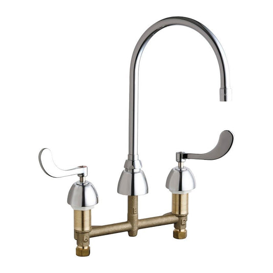 Kitchen Faucet, Deck Mount, ADA, 2 Blade Handle, 3-Hole, Polished Chrome