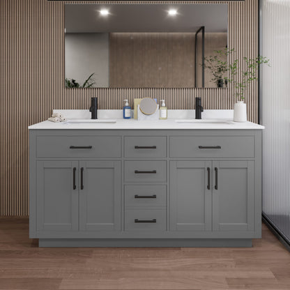 Beckett Double Bathroom Vanity with Toe Kick - 66W x 35H x 22D
