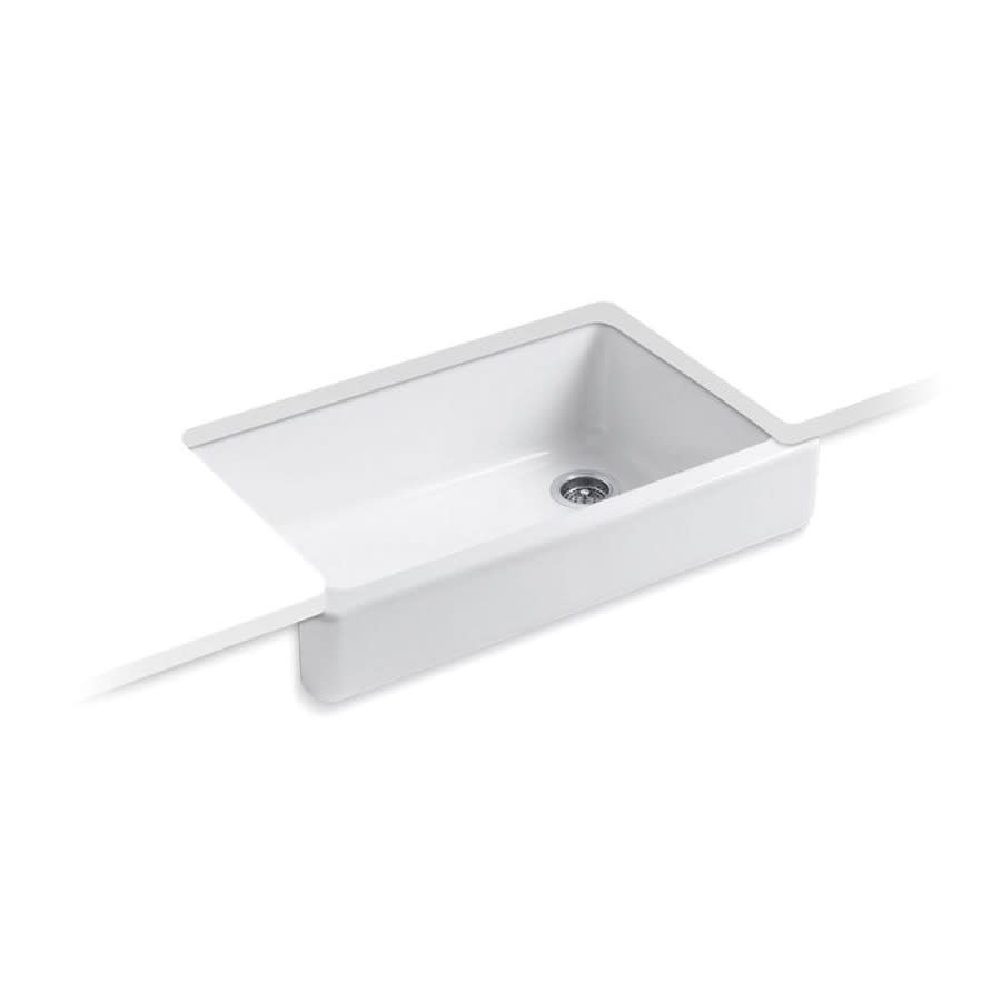 Whitehaven® Self-Trimming® Single Bowl Kitchen Sink, Apron Mount, 35-11/16 x 21-9/16 in, 9 in Bowl Depth, Cast Iron, White