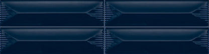 Color Story Pinstripes Navy Rectangle, Fluted 2X8 Glossy