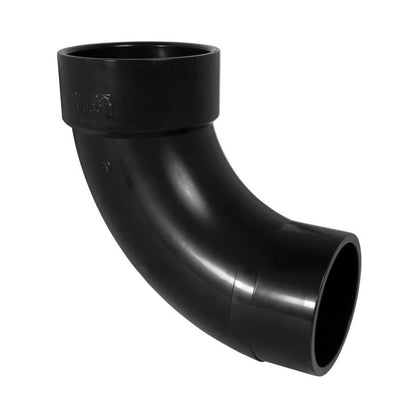 DWV Long Turn Street 90 deg Elbow, 4 in, Spigot x Hub, ABS
