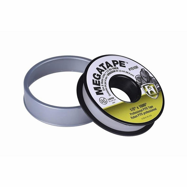 High Density Teflon Tape, 1/2 in W, 1000 in L, Gray