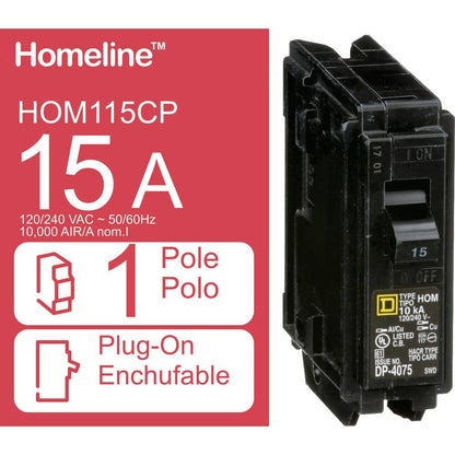 Homeline 15 Amp Single-Pole Circuit Breaker(HOM115CP)