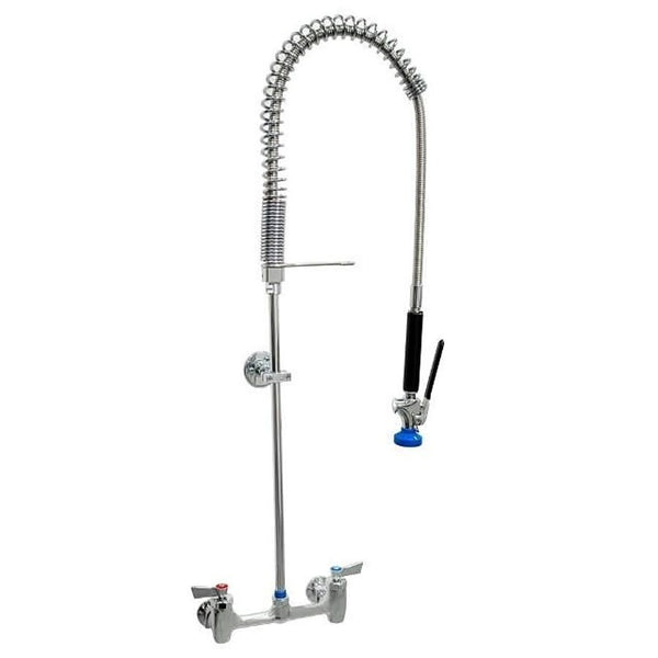 Pre-Rinse Faucet, Wall Mount, ADA, 2 Lever Handles, 2-Hole, Polished Chrome