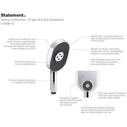 Statement 1.75 GPM Multi Function Hand Shower with MasterClean Sprayface and Katalyst Air Induction Technology