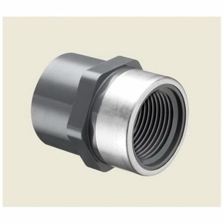 Female Adapter, 1 in, Socket x Stainless Steel Reinforced FNPT, SCH 80/XH, PVC