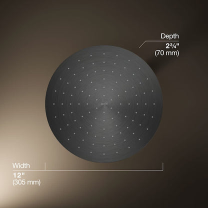 Contemporary Round 12" Single Function 2.5 GPM Rainhead with MasterClean Sprayface and Katalyst Air-Induction Technology