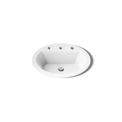 Bryant 20-1/8" Oval Vitreous China Drop In Bathroom Sink with Overflow and 3 Faucets Holes at 8" Centers
