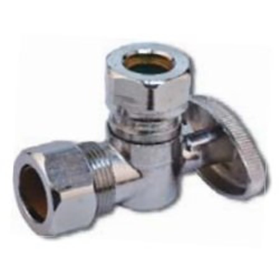 Quarter Turn Angle Stop, 1/2 x 1/2 or 7/16 in, Comp x Comp or Slip Joint, Chrome