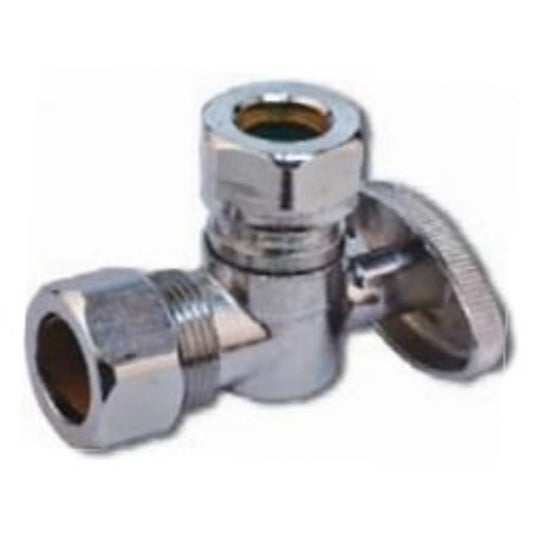 Quarter Turn Angle Stop, 1/2 x 1/2 or 7/16 in, Comp x Comp or Slip Joint, Chrome