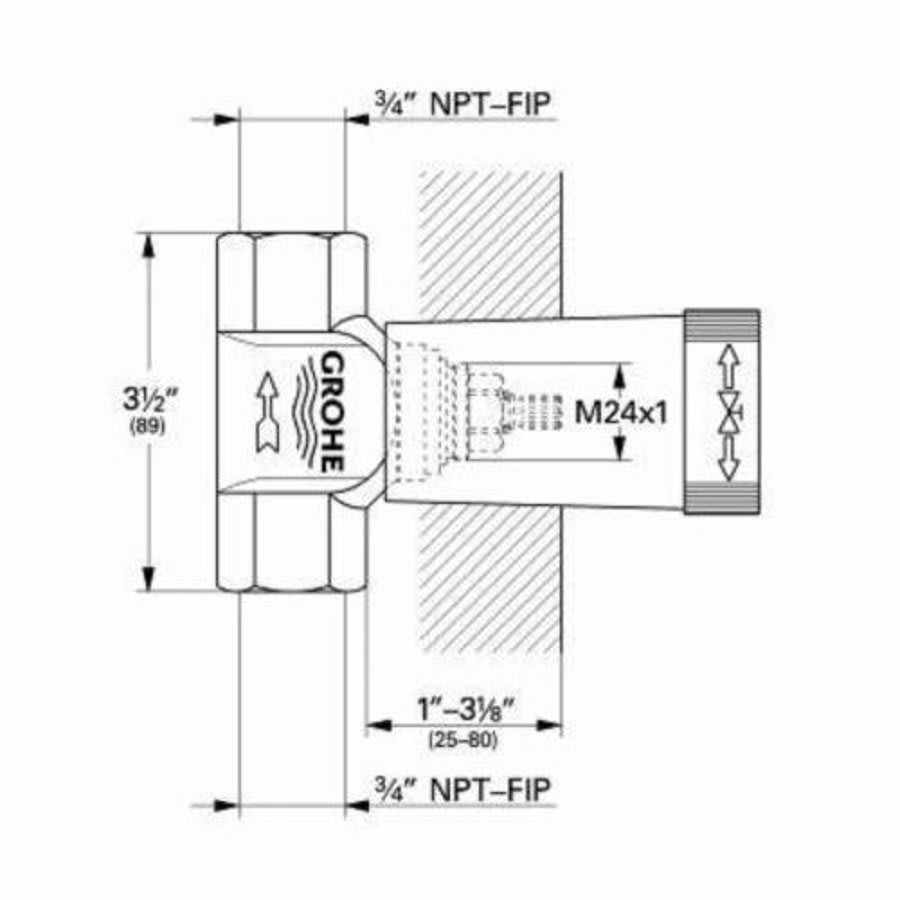 Concealed Valve, 3/4 in, NPT, Brass Body