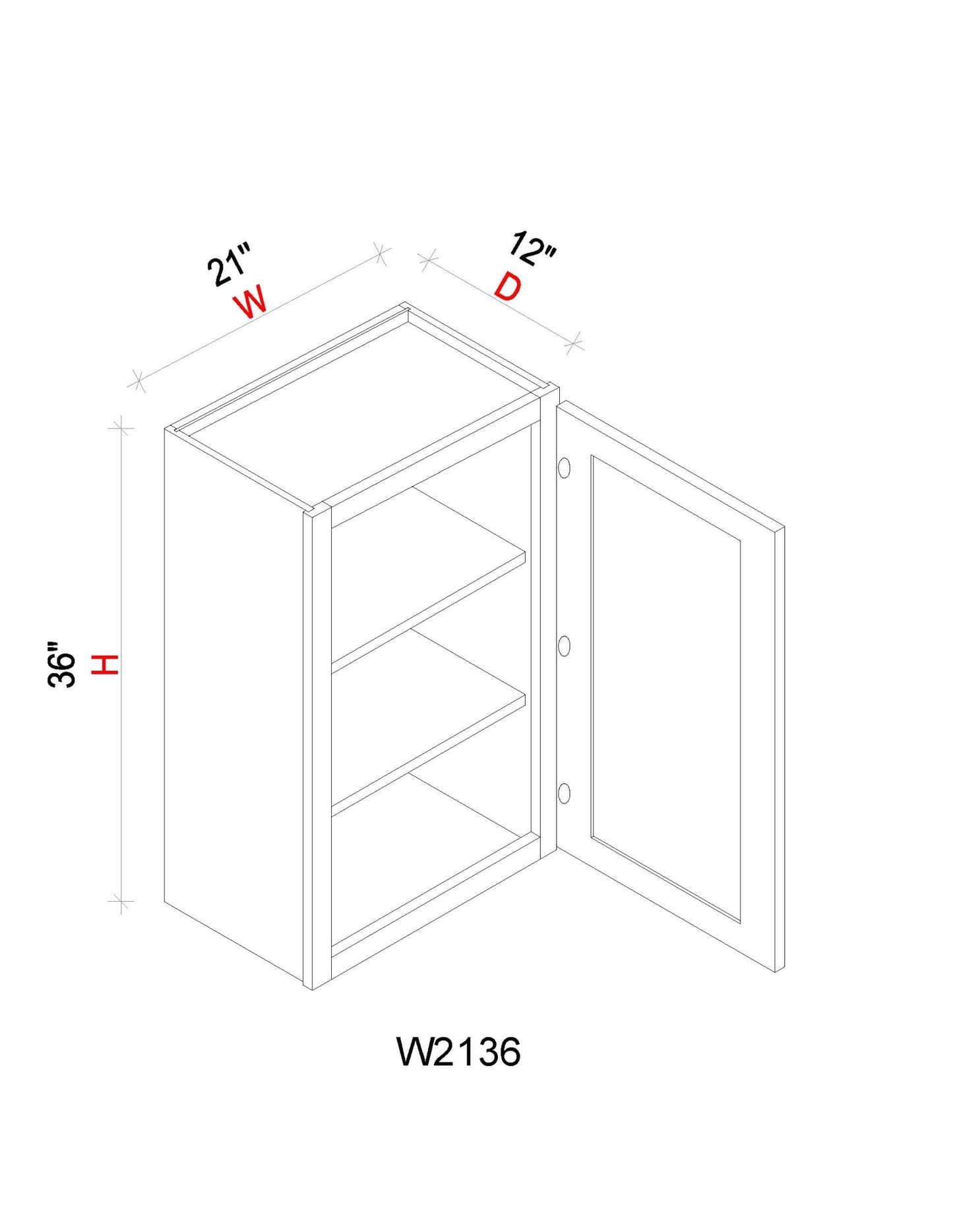 Wall Cabinet - 21"W x 36"H x 12"D