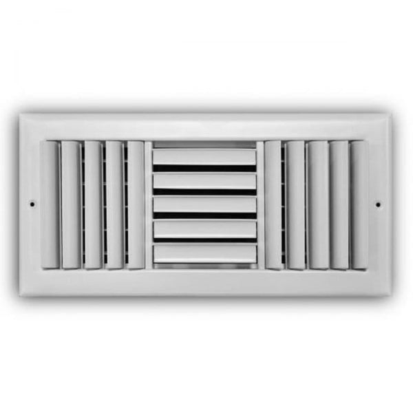 3-Way Curved Blade Supply Register, 14 x 6 in, Horizontal Blades, Multi Shutter Damper, Steel, White