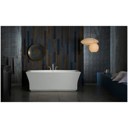 Stargaze 72" Free Standing Bath Tub with Fluted Shroud, Lumbar Support, and Center Drain