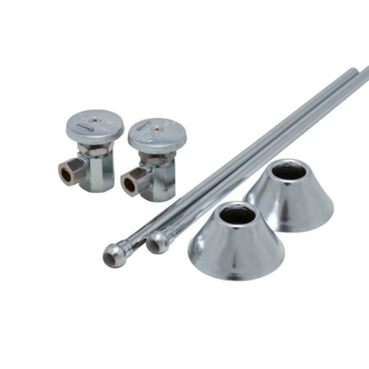 1/2" x 3/8" Straight Supply Stop with Riser and Flanges - Pack of 2