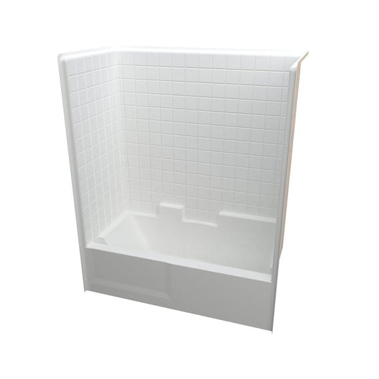 1-Piece Tub & Shower, 72 x 60 in, Right Hand Drain, White