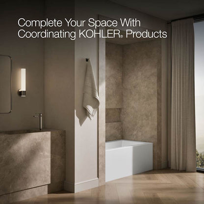 Underscore 60" Soaking Bathtub for Three Wall Alcove Installation with Left Drain and 68 Gallon Water Capacity