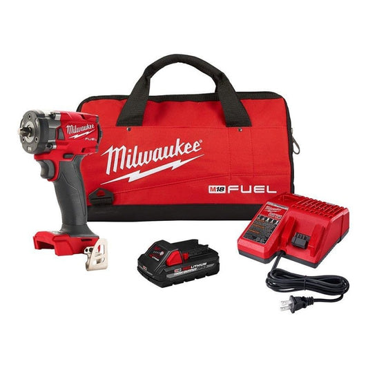 M18 Compact Wrench, 3/8 in Drive 4-Mode Drive, 250 ft-lb Torque Rating, 18 V, 4.8 in OAL
