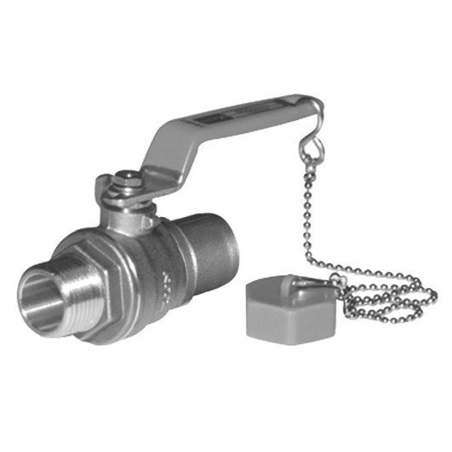 2-Piece Ball Valve, 1/2 x 3/4 in, C x Male Hose Thread, Full Port, Plated Brass Ball, Brass