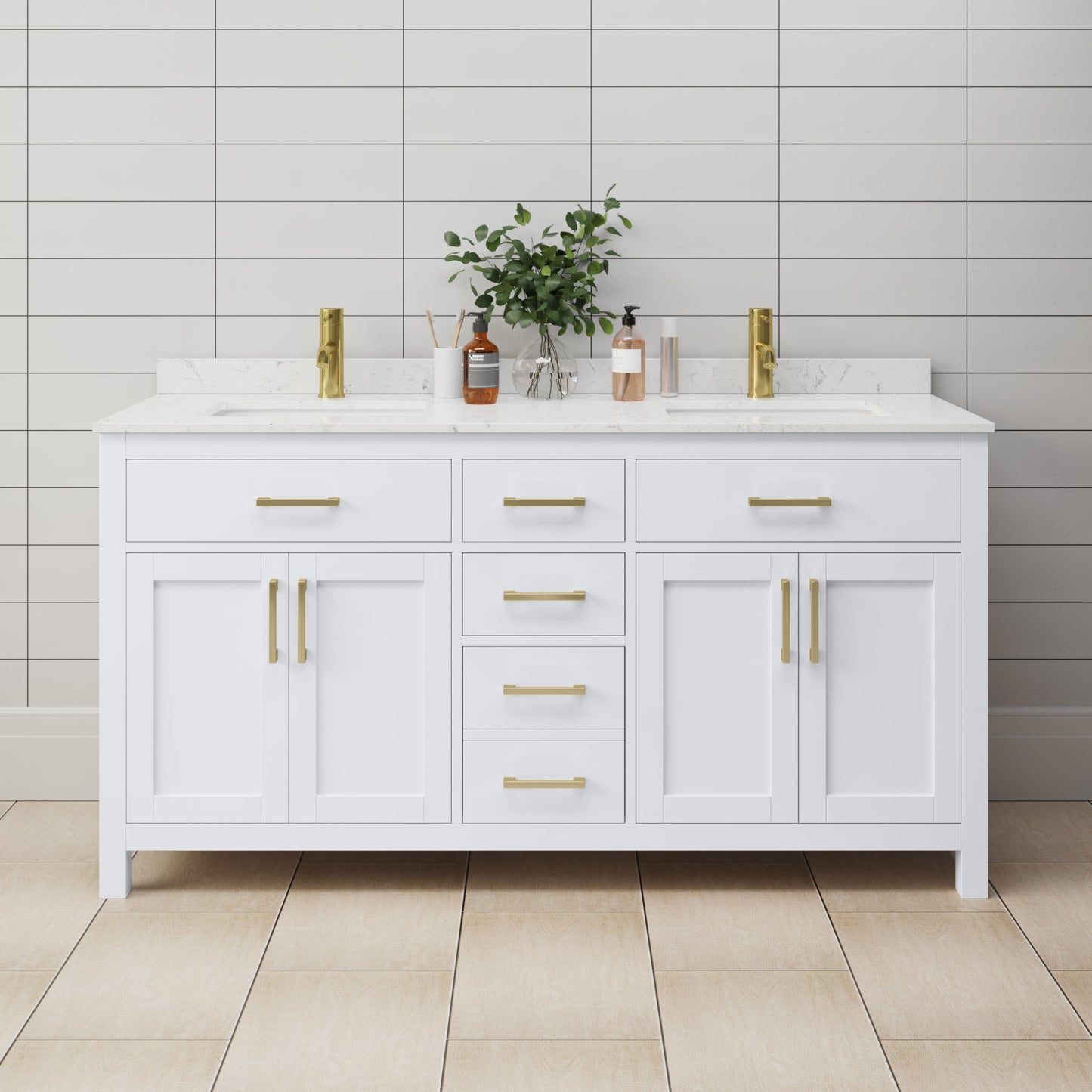 Beckett Double Bathroom Vanity - 66W x 35H x 22D