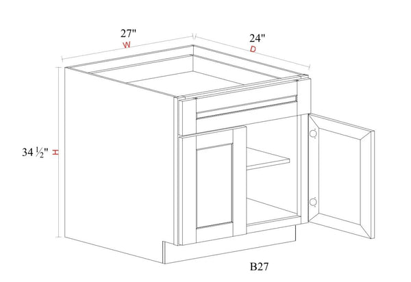 Base Cabinet - 27"W x 34- 1/2"H x 24"D