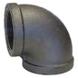 90 deg Elbow, 3/4 x 1/8 in, FNPT, 150 lb, Malleable Iron, Black