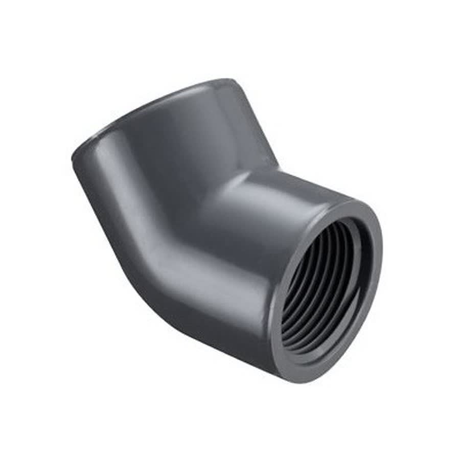 45 deg Elbow, 3 in, FNPT, SCH 80/XH, PVC