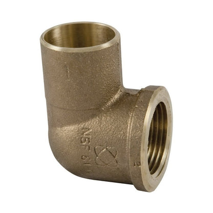 90 deg Elbow, 1-1/4 in, C x FNPT, Copper