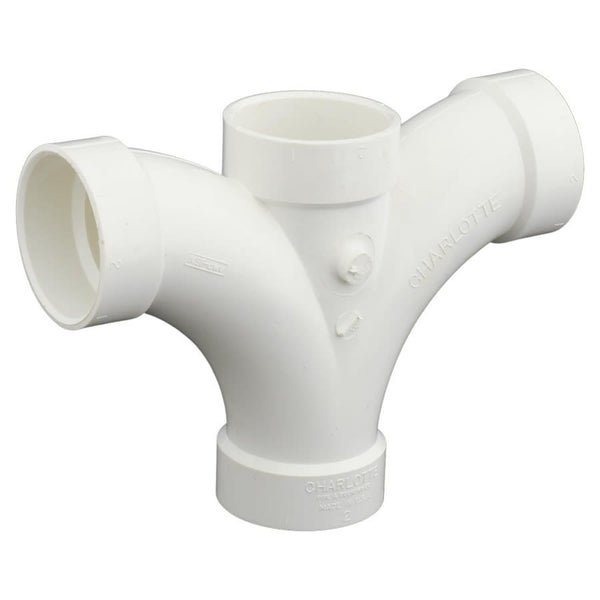 Double Combination Wye and 45 deg Elbow, 4 x 3 in, Hub, DWV, PVC