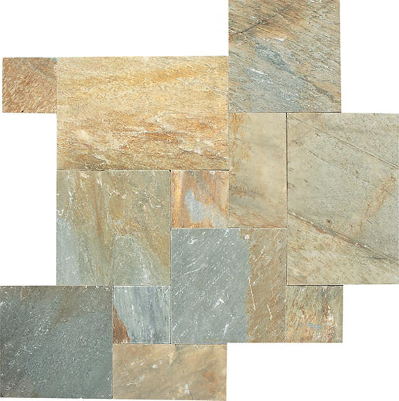 Slate Golden Sun Square, Natural Cleft 16X16