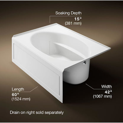 Windward Collection 60" Three Wall Alcove Soaking Bath Tub with Right Hand Drain