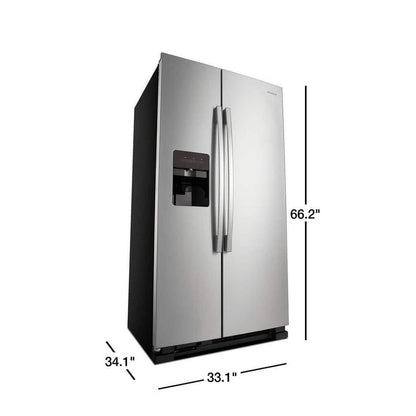 33" Width 21.4 cu. ft. Side by Side Refrigerator in Stainless Steel