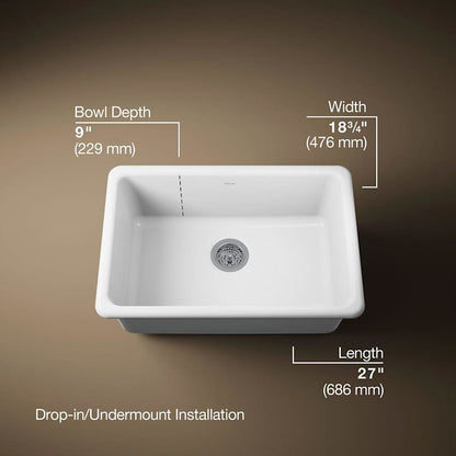 Iron/Tones 27" Undermount Single Basin Enameled Cast Iron Kitchen Sink