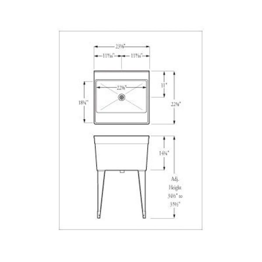 Utility Sink, 1 Basin, Floor Mount, Plastic, White