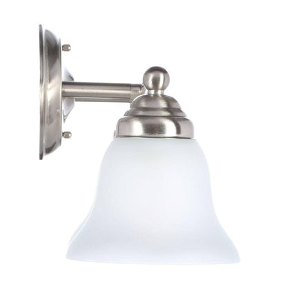 Hampton Bay Ashhurst 3-Light Brushed Nickel Classic Traditional Bathroom Vanity Light with Frosted Glass Shades