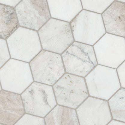 Arabescato Venato White 5" Hexagon Honed