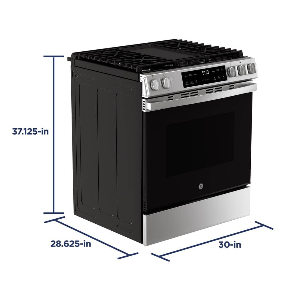 30 in. 5-Burners Slide-In Gas Range in Stainless Steel with Crisp Mode